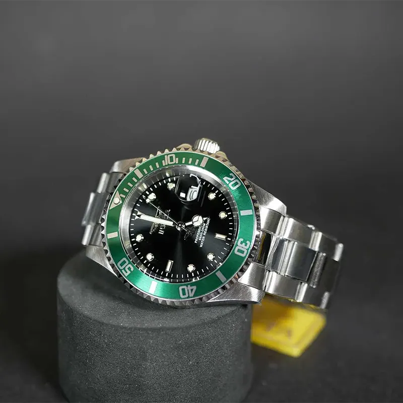 Invicta Pro Diver Green Bezel Black Dial Trendy Men's Watch- 47353